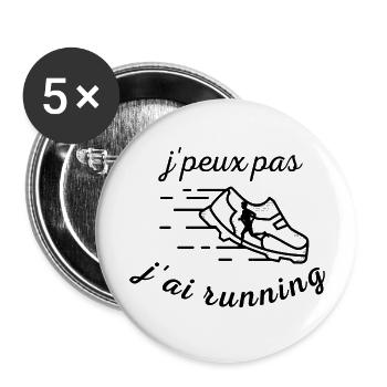 Je ne peux pas, j'ai running - Lot de 5 grands badges (56 mm) - blanc - Devant