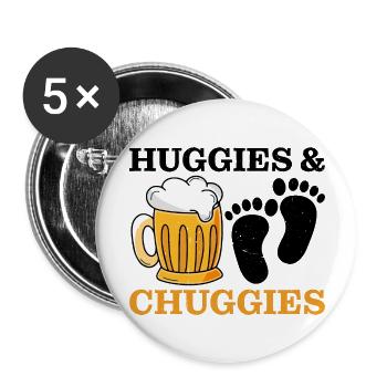 Huggies and Chuggies 16 - Buttons groß 56 mm (5er Pack) - Weiß - Vorne