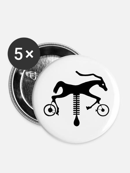 Das Pferd auf Rädern - Buttons groß 56 mm (5er Pack) - Weiß