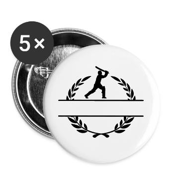 Cricketspieler im Lorbeerkranz - Buttons groß 56 mm (5er Pack) - Weiß - Vorne