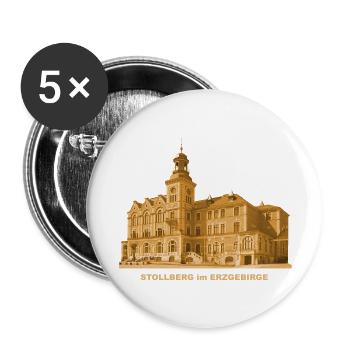 Stollberg Mairie District d’Erzgebirge Ville de Saxe - Lot de 5 grands badges (56 mm) - blanc - Devant