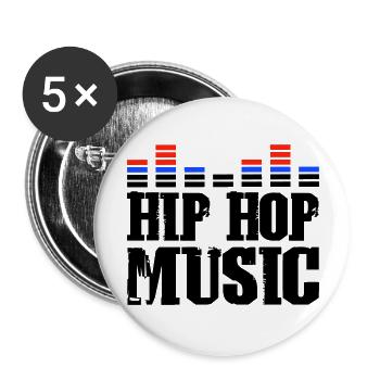 hip hop music - Buttons groß 56 mm (5er Pack) - Weiß - Vorne
