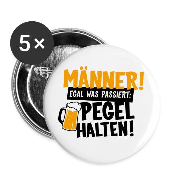 Männer Pegel halten - Buttons groß 56 mm (5er Pack) - Weiß - Vorne