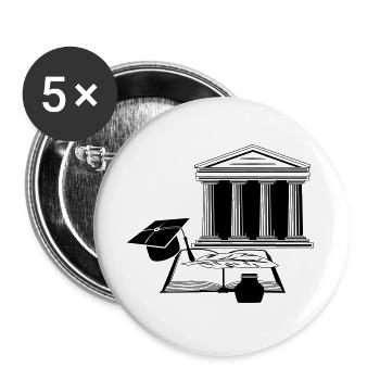 Court ink with feather and book - Buttons large 2.2''/56 mm (5-pack) - white - Front