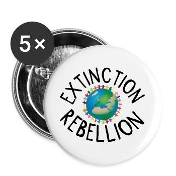 Extinction Rebellion Human Necklace black - Buttons large 2.2''/56 mm (5-pack) - white - Front