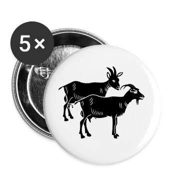 Two goat shadow image - Buttons large 2.2''/56 mm (5-pack) - white - Front