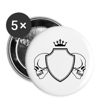 skull wappen - Buttons groß 56 mm (5er Pack) - Weiß - Vorne
