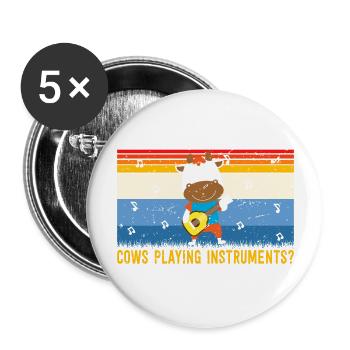 Blague amusante - Comment appelle-t-on un groupe de vaches? - Lot de 5 grands badges (56 mm) - blanc - Devant
