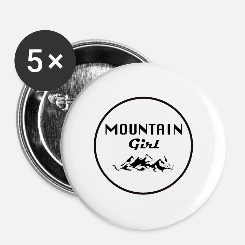 Mountain Girl - Buttons groß 56 mm (5er Pack) - Weiß
