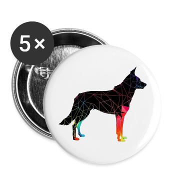 Beau chien - chien coloré - Lot de 5 grands badges (56 mm) - blanc - Devant