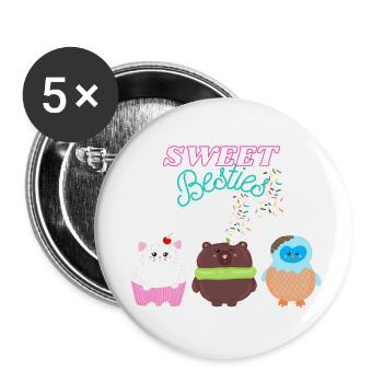 Sweet Besties - Buttons groß 56 mm (5er Pack) - Weiß - Vorne