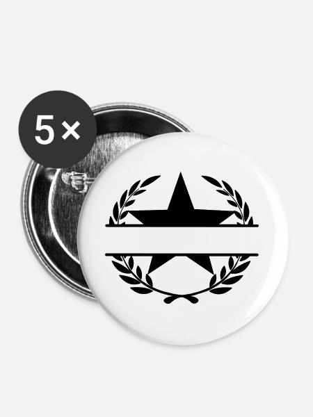 Lorbeerkranz Monogramm Stern - Buttons groß 56 mm (5er Pack) - Weiß