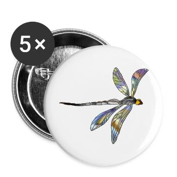 Libellule - Lot de 5 grands badges (56 mm) - blanc - Devant