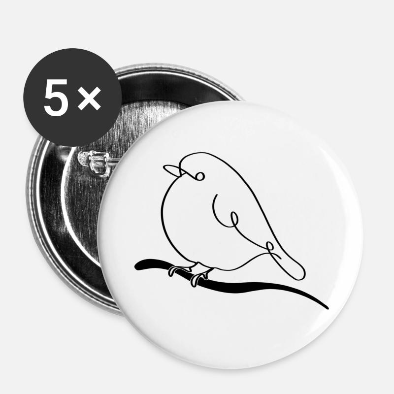 Vogel - Buttons groß 56 mm (5er Pack) - Weiß
