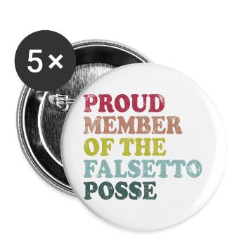 Proud Member of the Falsetto Posse - retro dunkel - Buttons groß 56 mm (5er Pack) - Weiß - Vorne