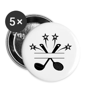 Schaumlöffel und Suppenlöffel 4 Sterne - Buttons groß 56 mm (5er Pack) - Weiß - Vorne