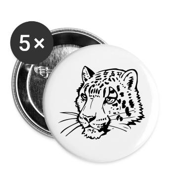 Schneeleopard im Comic Stiel - Buttons groß 56 mm (5er Pack) - Weiß - Vorne