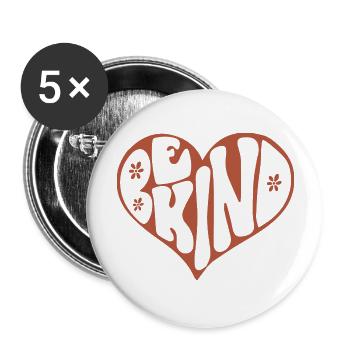 Be Kind Funny Heart - Buttons groß 56 mm (5er Pack) - Weiß - Vorne