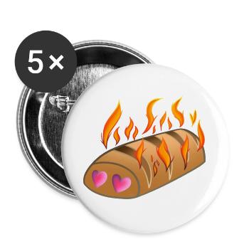 L'amour d'une brioche chaude ! Par Pousse2Bambou ! - Lot de 5 grands badges (56 mm) - blanc - Devant