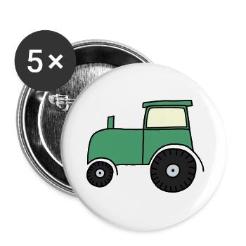 Tracteur tracté - Lot de 5 grands badges (56 mm) - blanc - Devant