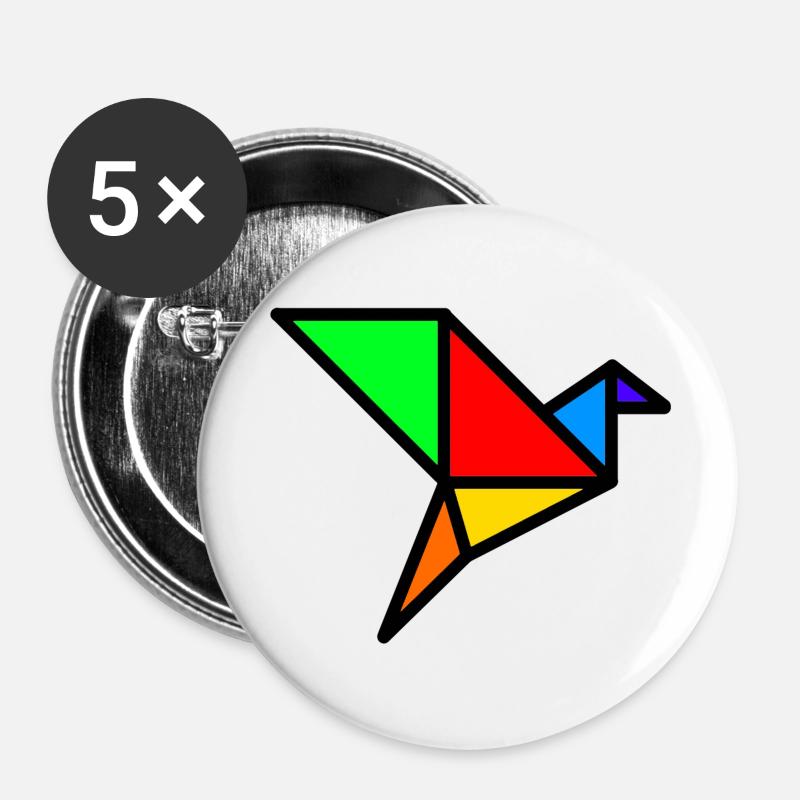 ORIGAMI CRANE - Buttons large 2.2''/56 mm (5-pack) - white