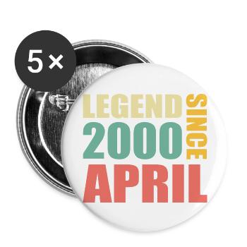 23rd birthday April Year 2000 Gift idea - Buttons large 2.2''/56 mm (5-pack) - white - Front
