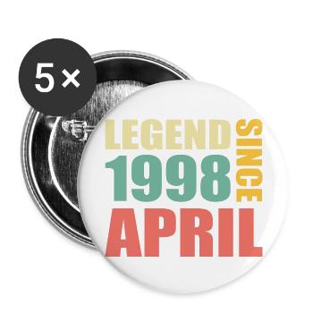 25e anniversaire avril Né en 1998 Idée cadeau - Lot de 5 grands badges (56 mm) - blanc - Devant