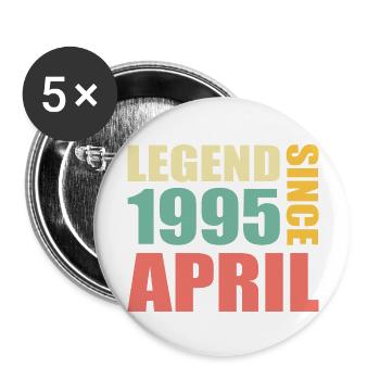 28e anniversaire Avril Né 1995 Idée cadeau - Lot de 5 grands badges (56 mm) - blanc - Devant