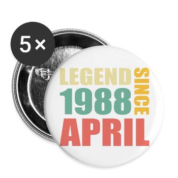 35. Geburtstag April Jahrgang 1988 Geschenkidee - Buttons groß 56 mm (5er Pack) - Weiß - Vorne