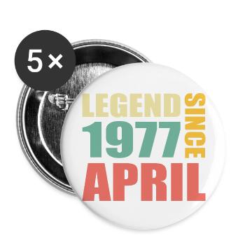 46th birthday April Born 1977 Gift idea - Buttons large 2.2''/56 mm (5-pack) - white - Front