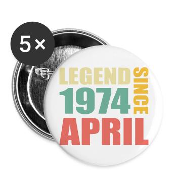 49th birthday April Born 1974 Gift idea - Buttons large 2.2''/56 mm (5-pack) - white - Front