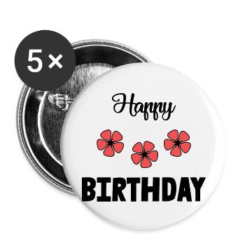ALLES GUTE ZUM GEBURTSTAG!. ALLES GUTE ZUM GEBURTSTAG!. JAHRESTAG. - Buttons groß 56 mm (5er Pack) - Weiß - Vorne