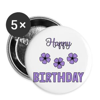 GEFELICITEERD. GEFELICITEERD. VERJAARDAG. - Buttons groot 56 mm (5-pack) - wit - Voor