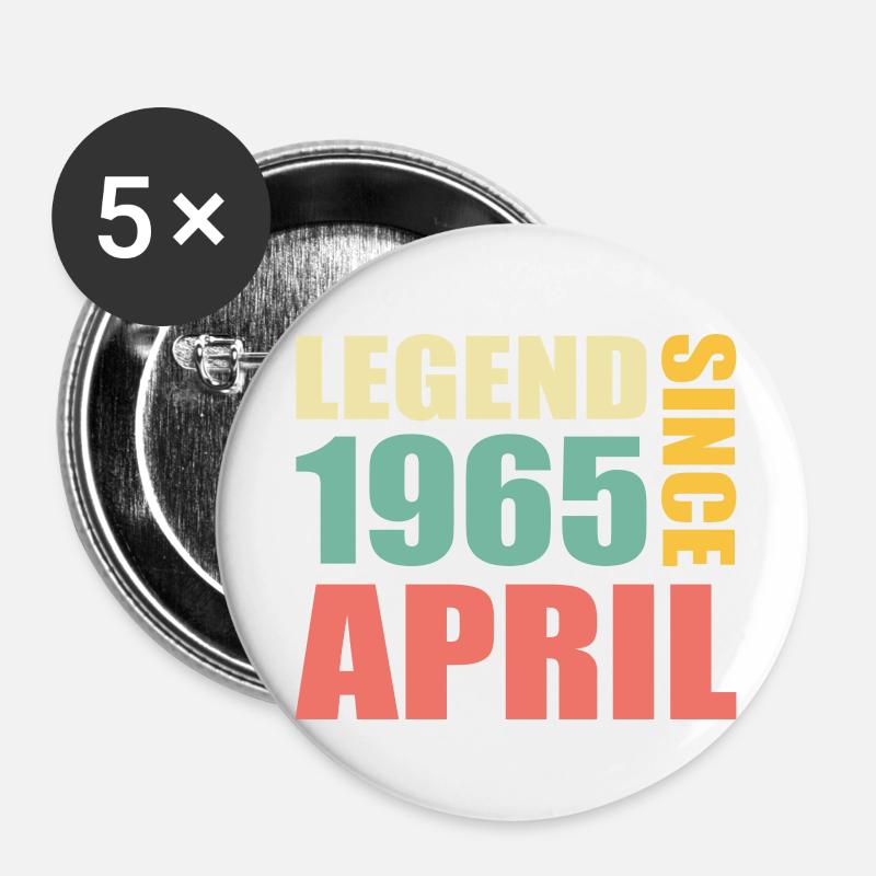 58th birthday April Born 1965 Gift idea - Buttons large 2.2''/56 mm (5-pack) - white