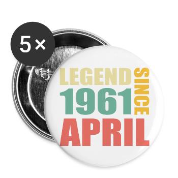 62e anniversaire Avril Né 1961 Idée cadeau - Lot de 5 grands badges (56 mm) - blanc - Devant