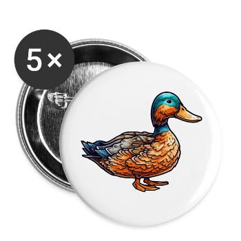 A very beautiful duck as a feathered poultry - Buttons large 2.2''/56 mm (5-pack) - white - Front