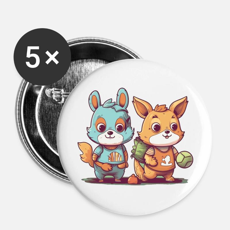 Animal Athletes - Buttons large 2.2''/56 mm (5-pack) - white