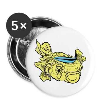 Hedgehog Fish Puffer Fish Cleaner Wlabse - Lot de 5 grands badges (56 mm) - blanc - Devant