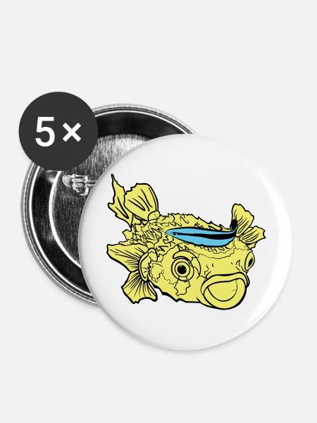Hedgehog Fish Puffer Fish Cleaner Wrasse - Buttons large 2.2''/56 mm (5-pack) - white