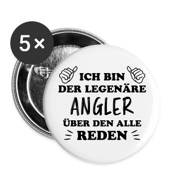 Angler Spruch Angeln Fische Meer Angler Geschenk - Buttons groß 56 mm (5er Pack) - Weiß - Vorne