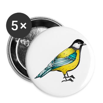 Oiseau - Lot de 5 grands badges (56 mm) - blanc - Devant