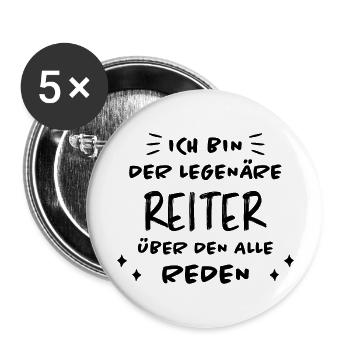 Reiter Reiten Lustiger Spruch Pferdesport Geschenk - Buttons groß 56 mm (5er Pack) - Weiß - Vorne
