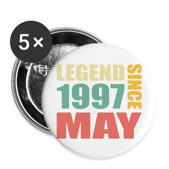26th Birthday May Vintage 1997 Gift Idea - Buttons large 2.2''/56 mm (5-pack) - white - Front