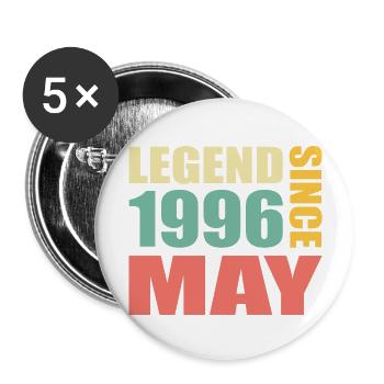 27th Birthday May Vintage 1996 Gift Idea - Buttons large 2.2''/56 mm (5-pack) - white - Front