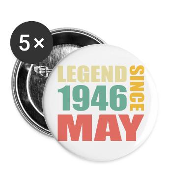 77th Birthday May Vintage 1946 Gift Idea - Buttons large 2.2''/56 mm (5-pack) - white - Front