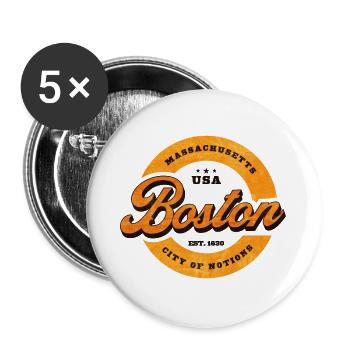 Boston Retro Circle Logo Print - Buttons large 2.2''/56 mm (5-pack) - white - Front