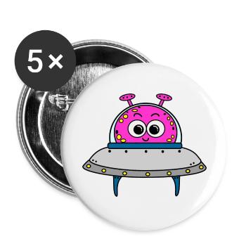 Alien - Buttons groß 56 mm (5er Pack) - Weiß - Vorne