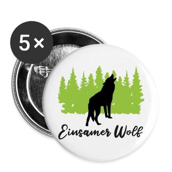 "Einsamer Wolf: Mystische Einzelgängigkeit" - Buttons groß 56 mm (5er Pack) - Weiß - Vorne