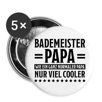 Bademeister Beruf Lustiger Spruch Freibad Geschenk - Buttons groß 56 mm (5er Pack) - Weiß - Vorne