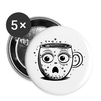Schock-Tasse - Buttons groß 56 mm (5er Pack) - Weiß - Vorne